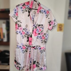 Victoria's Secret floral print PJ romper sleepwear size US medium